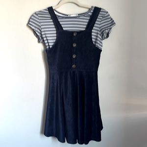 Girls blue size 14 skirt with stripe shirt